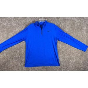 Nike Dri Fit Mens Blue Quarter Zip Long Sleeve Athletic Performance Shirt Large